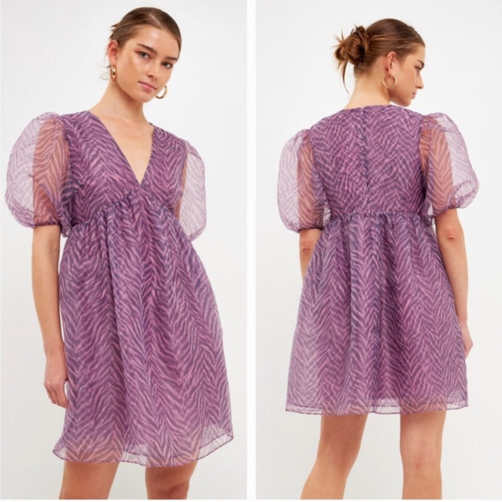 Endless Rose Ella Organza Zebra Babydoll Dress